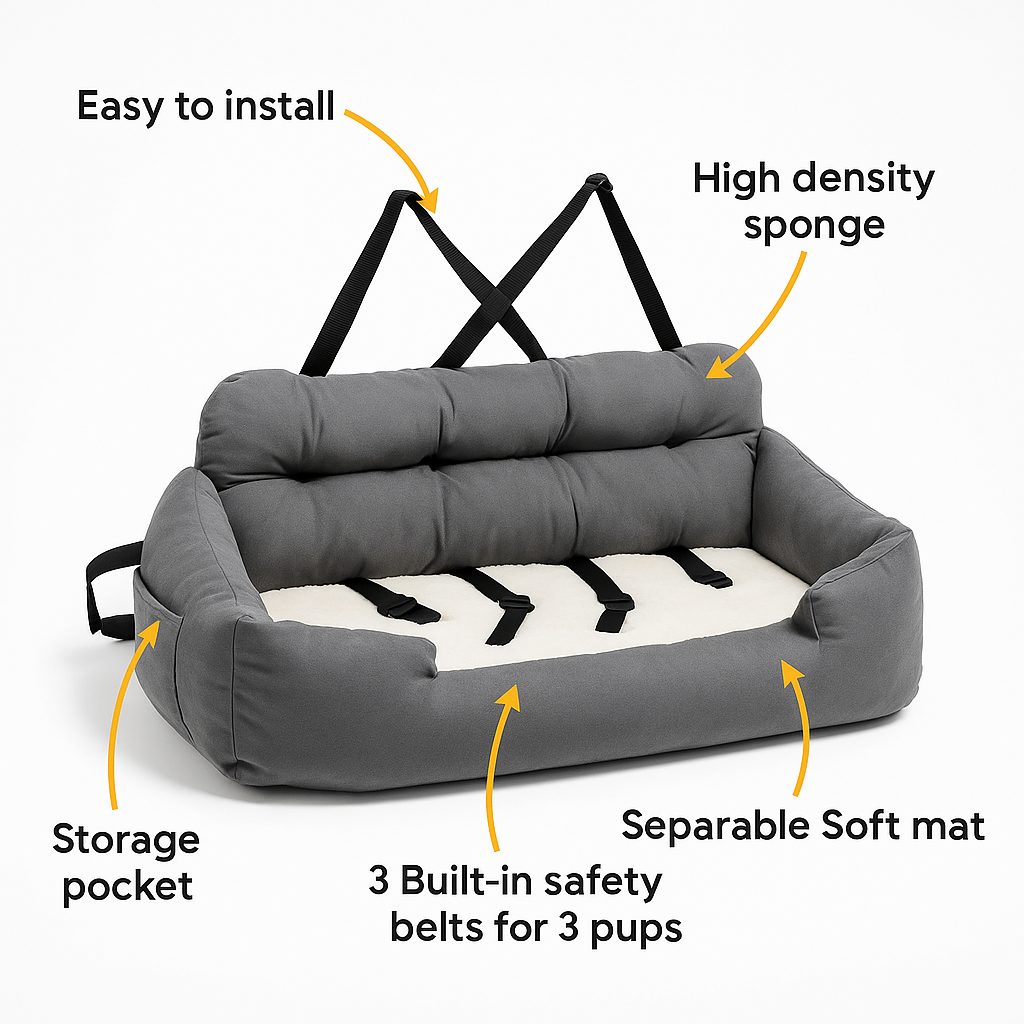 ComfyPaws™ - Portable Dog Bed for Car Travel