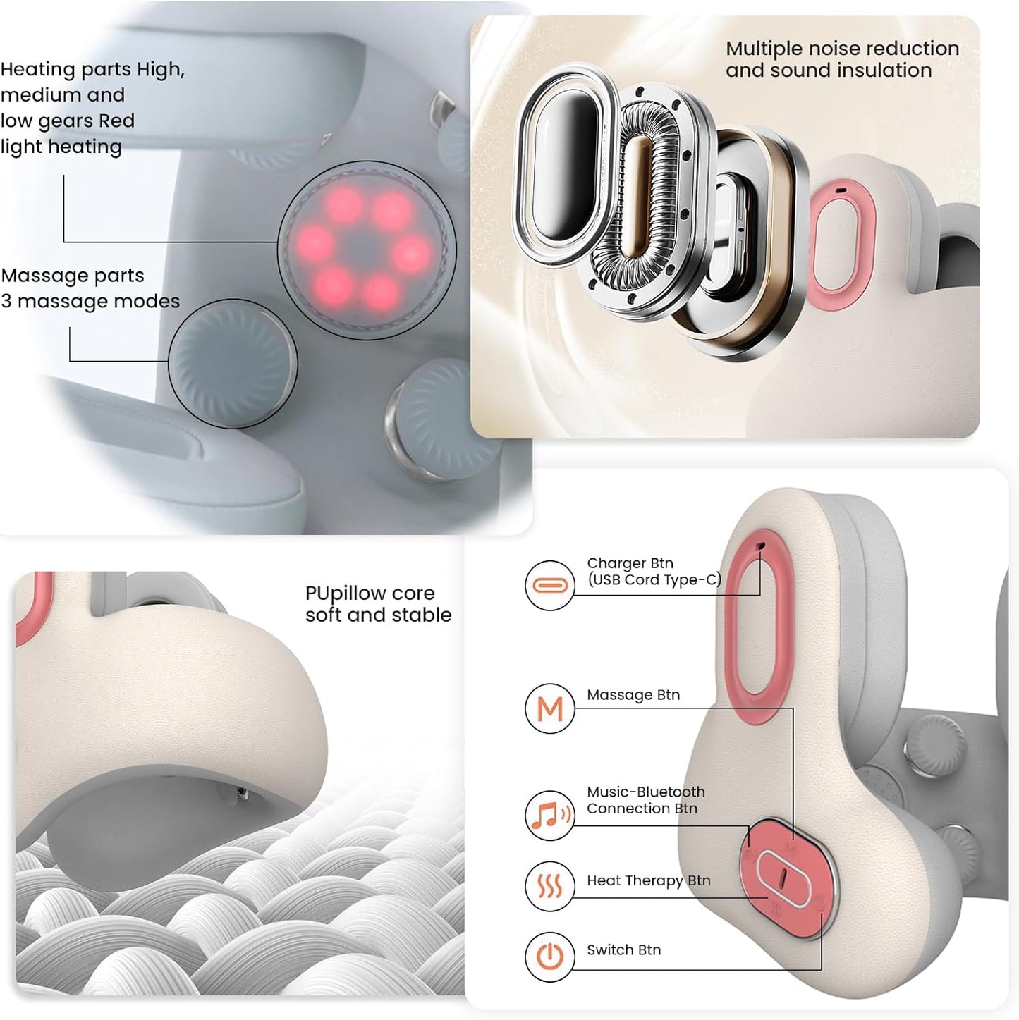 RelaxBeats™ - Memory Foam Travel Pillow & Massager