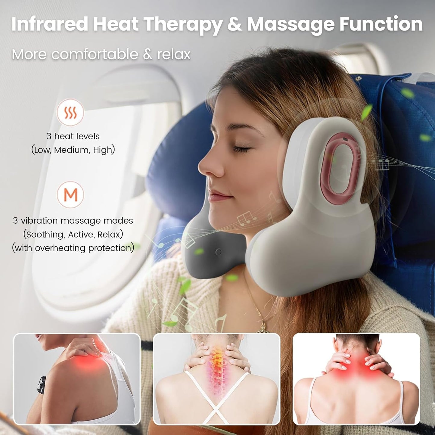 RelaxBeats™ - Memory Foam Travel Pillow & Massager